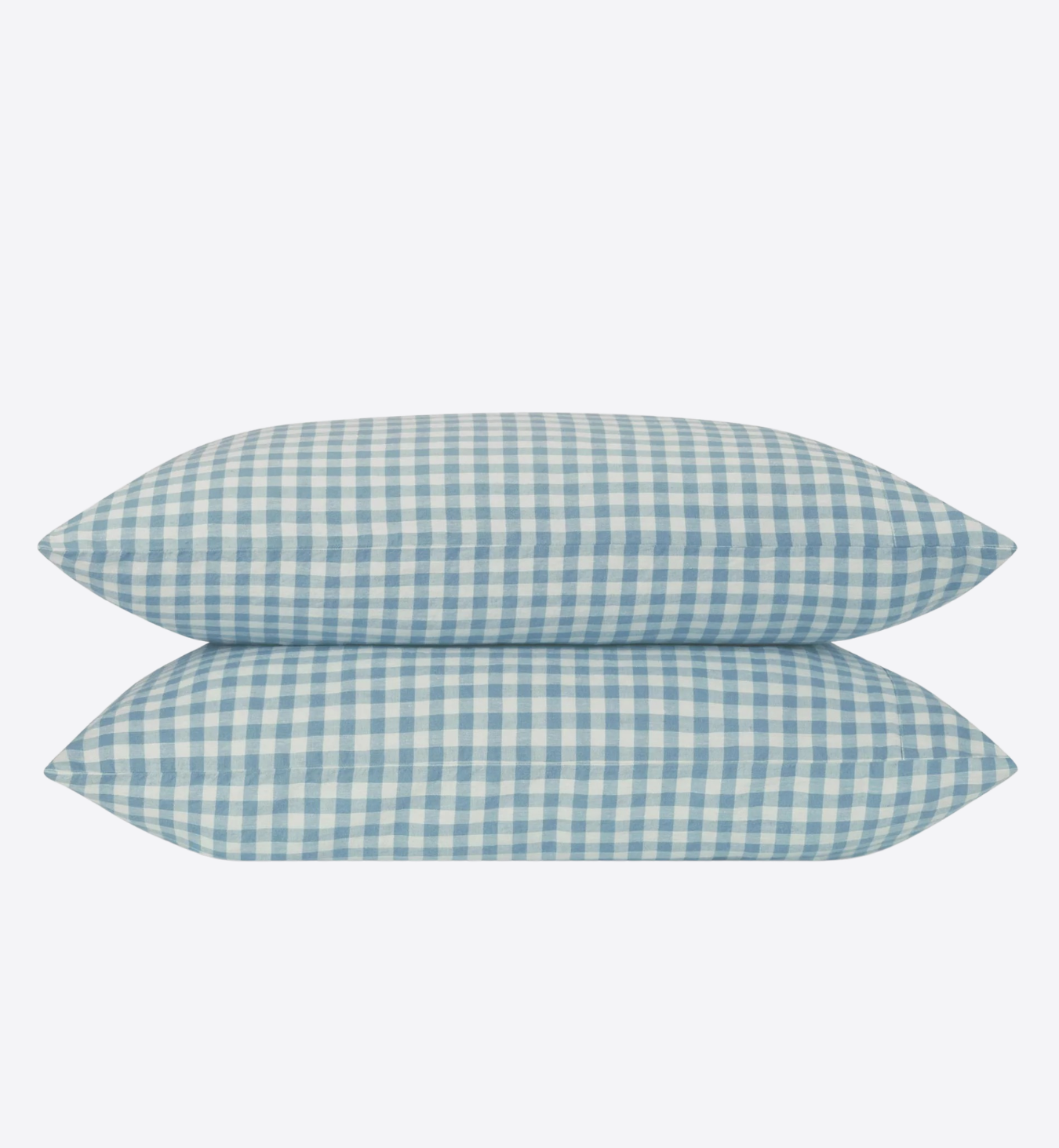 Warm Blue Gingham 100% Linen Pillowcases (Pair)