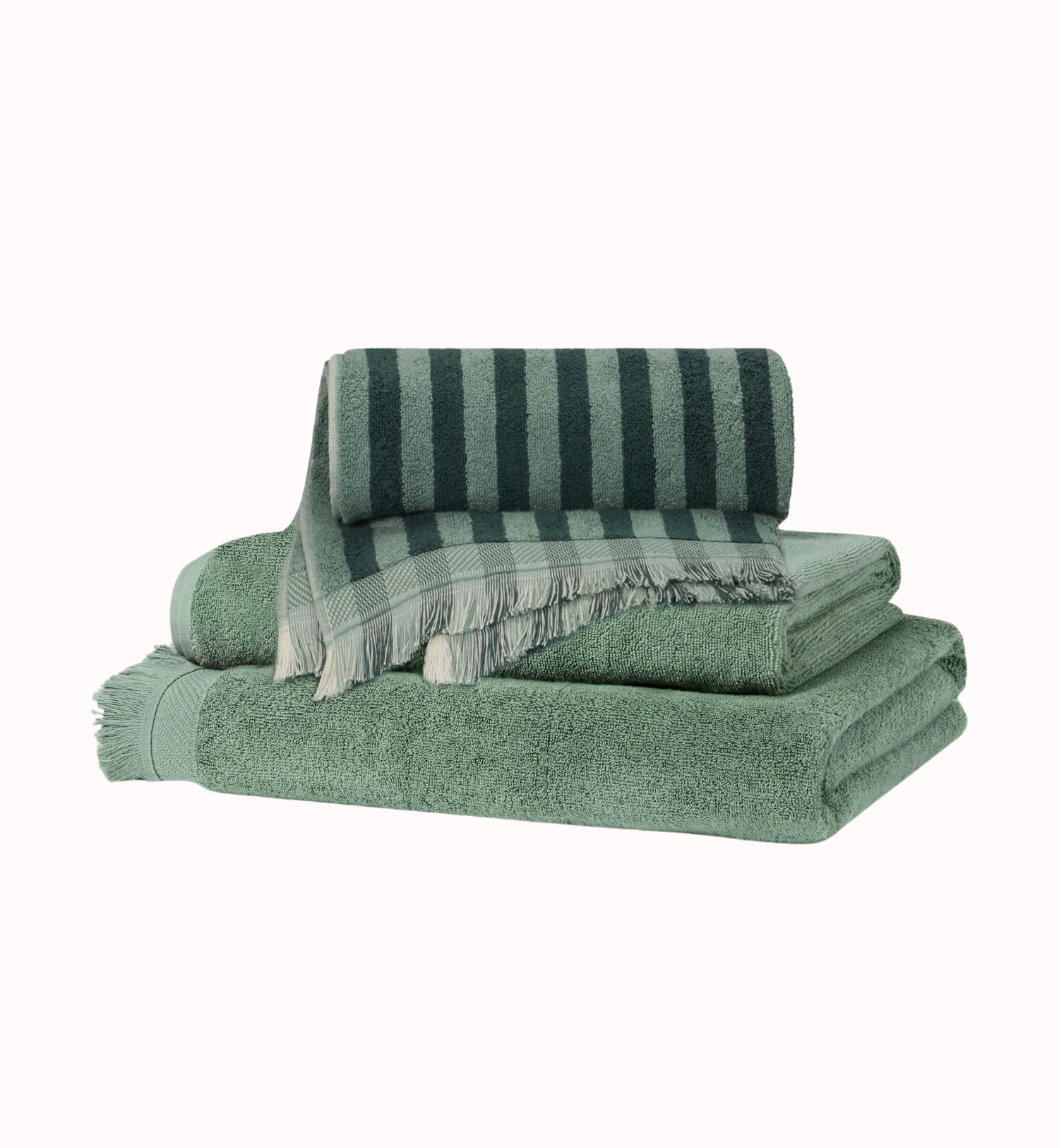 Pine & Moss Green Cotton Towel Duo