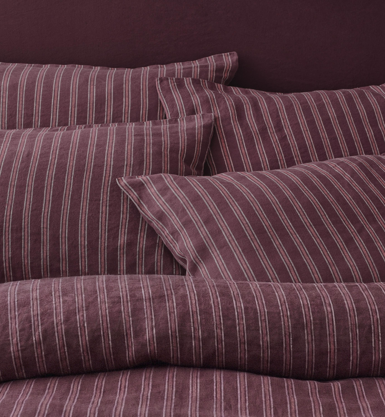 Berry Walderton Stripe 100% Linen Pillowcases (Pair)