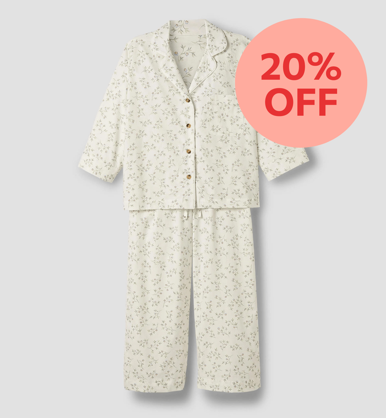 Spring Sprig Floral Cotton Cropped Trouser Set