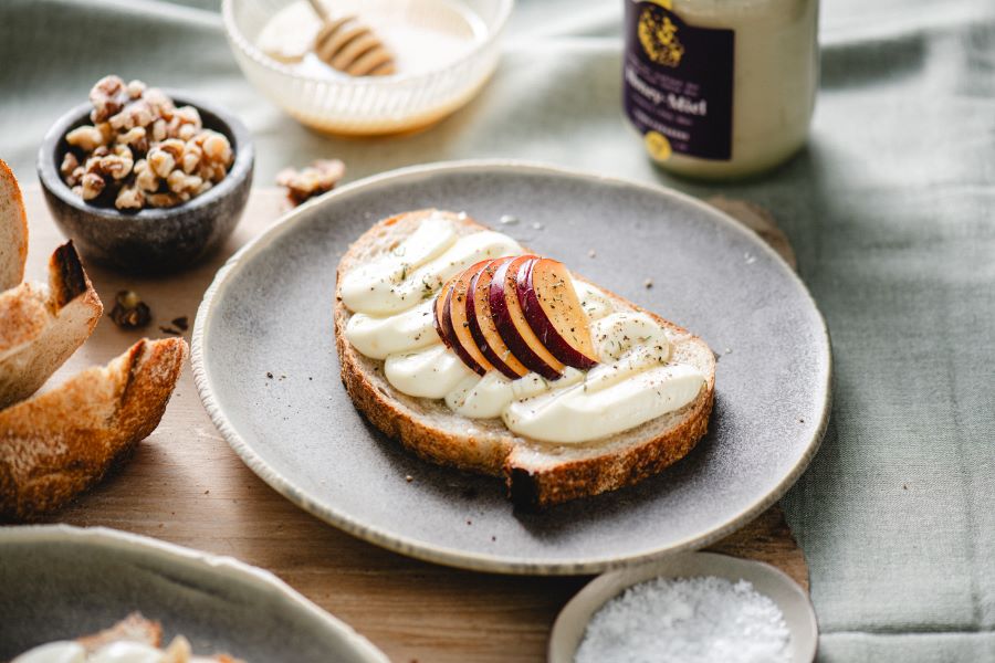 Whipped ricotta toast with honey