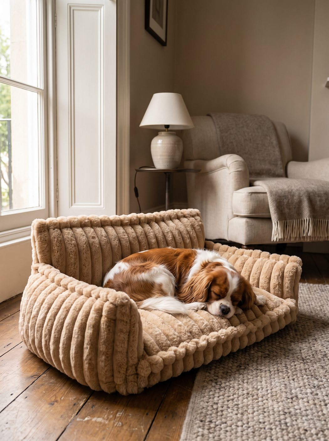 Dog relaxing comfortably on an Amantra dog bed