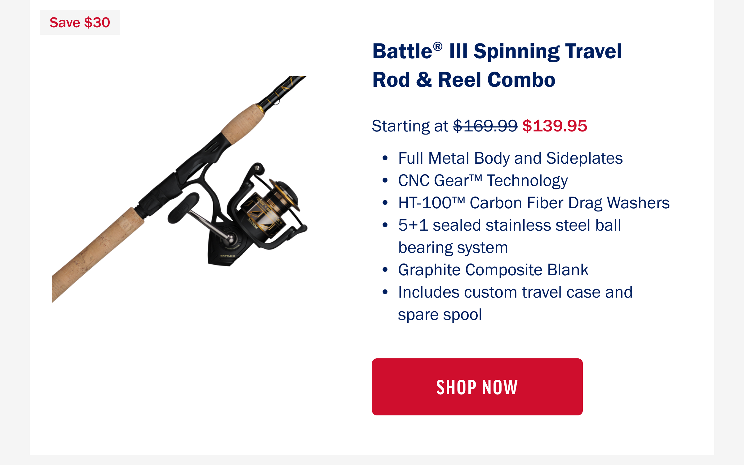 Battle® III Spinning Travel Rod & Reel Combo