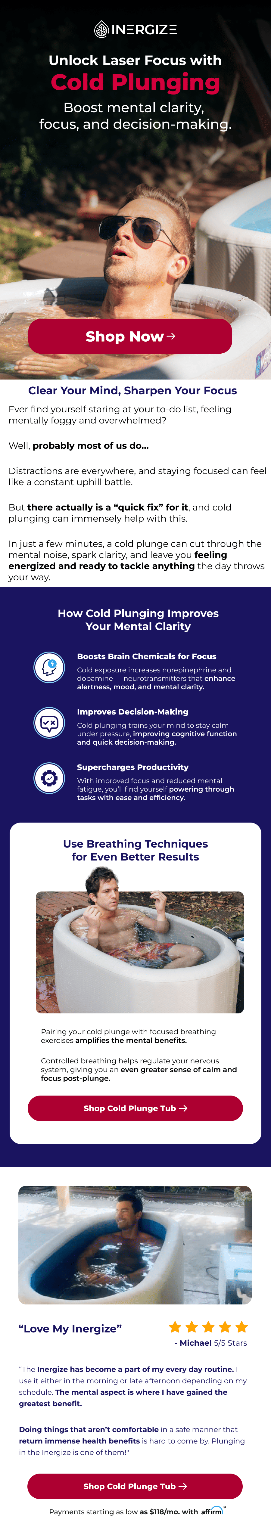 Inergize Spire is now available. Meet the World's First Cedar Hybrid Cold Plunge.  Claim My Inergize Spire UNITS 20 ONLY