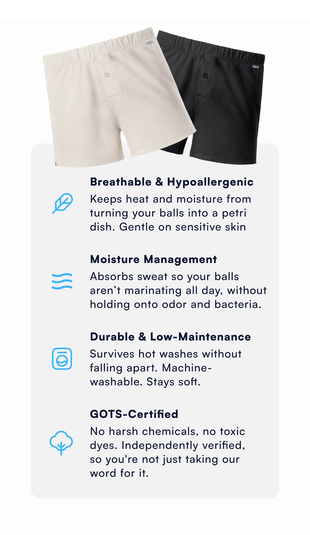 Breathable & Hypoallergenic Keeps heat and moisture from turning your balls into a petri dish. Ge...