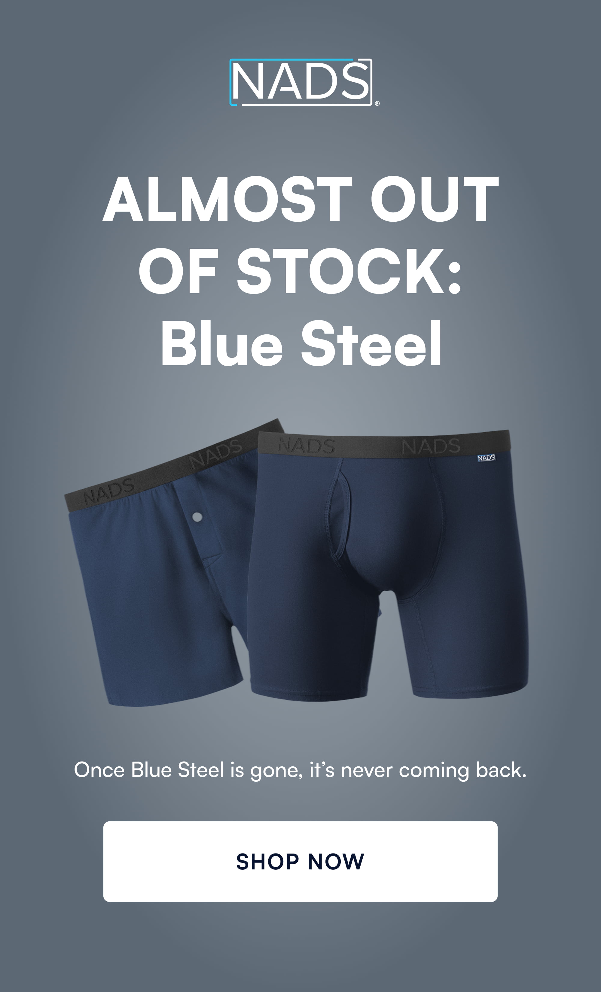 NADS ALMOST OUT OF STOCK: Blue Steel Once Blue Steel is gone, it’s never coming back. SHOP NOW