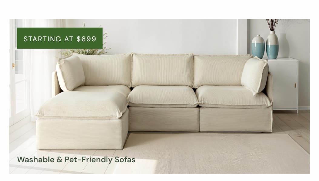 Washable & Pet-Friendly Sofas STARTING at $699
