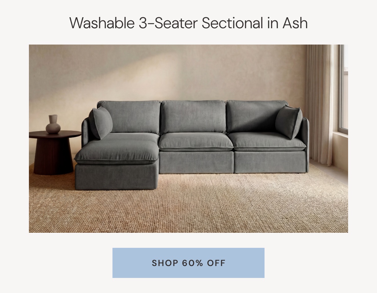 Modular Washable 3-Seater Sectional in Ash