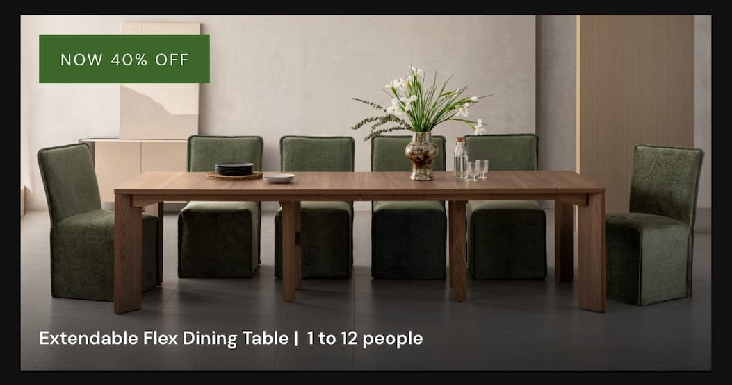 Extendable Flex Dining Table | 1 to 12 people