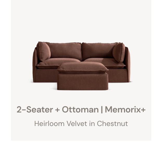2-Seater Sectional | Memorix+ Heirloom Velvet in Chestnut
