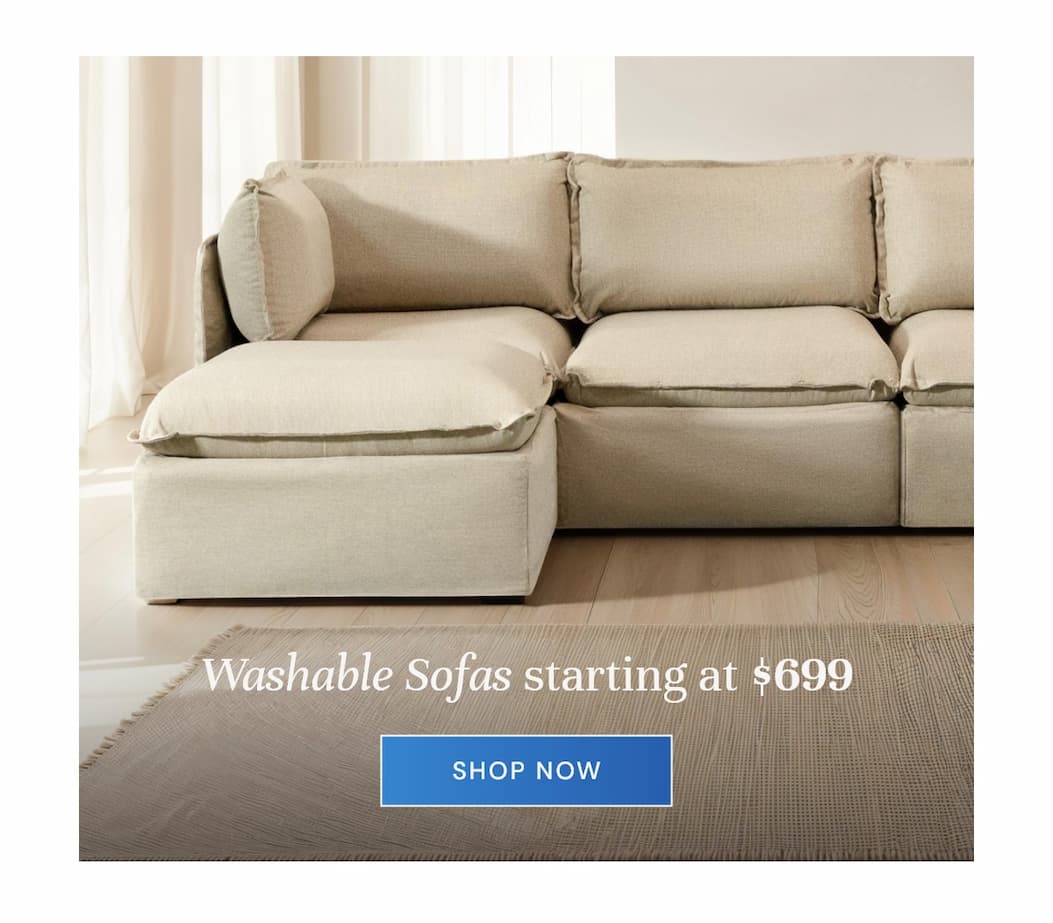 The only, Machine Washable Sofa. Starting at $699.