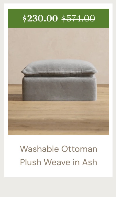 Washable Ottoman  Plush Weave in Ash