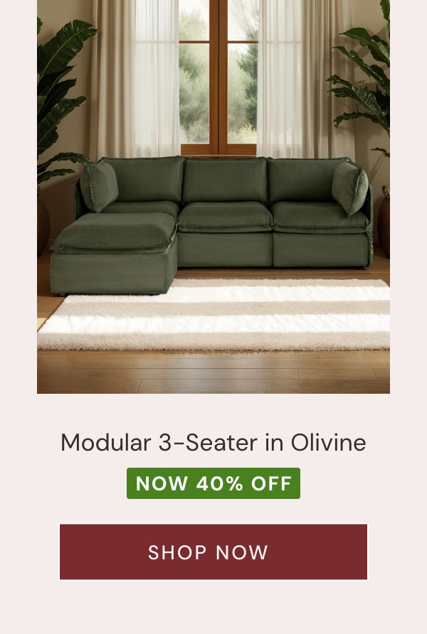Modular 3-Seater in Olivine. Now 40% OFF.