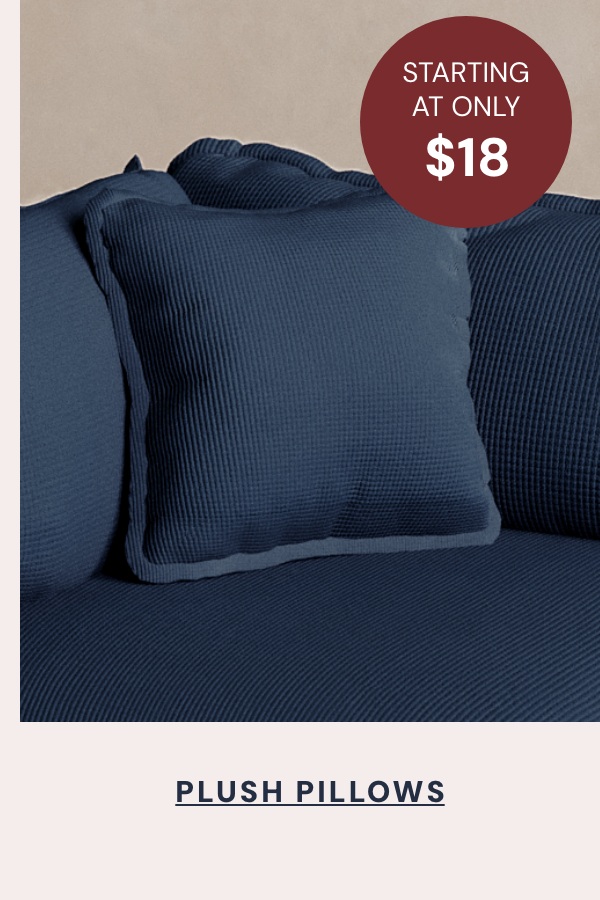 Plush Pillows starting at only $18