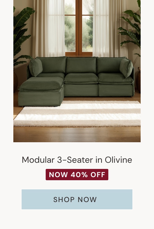 Modular 3-Seater in Olivine. Now 40% OFF.