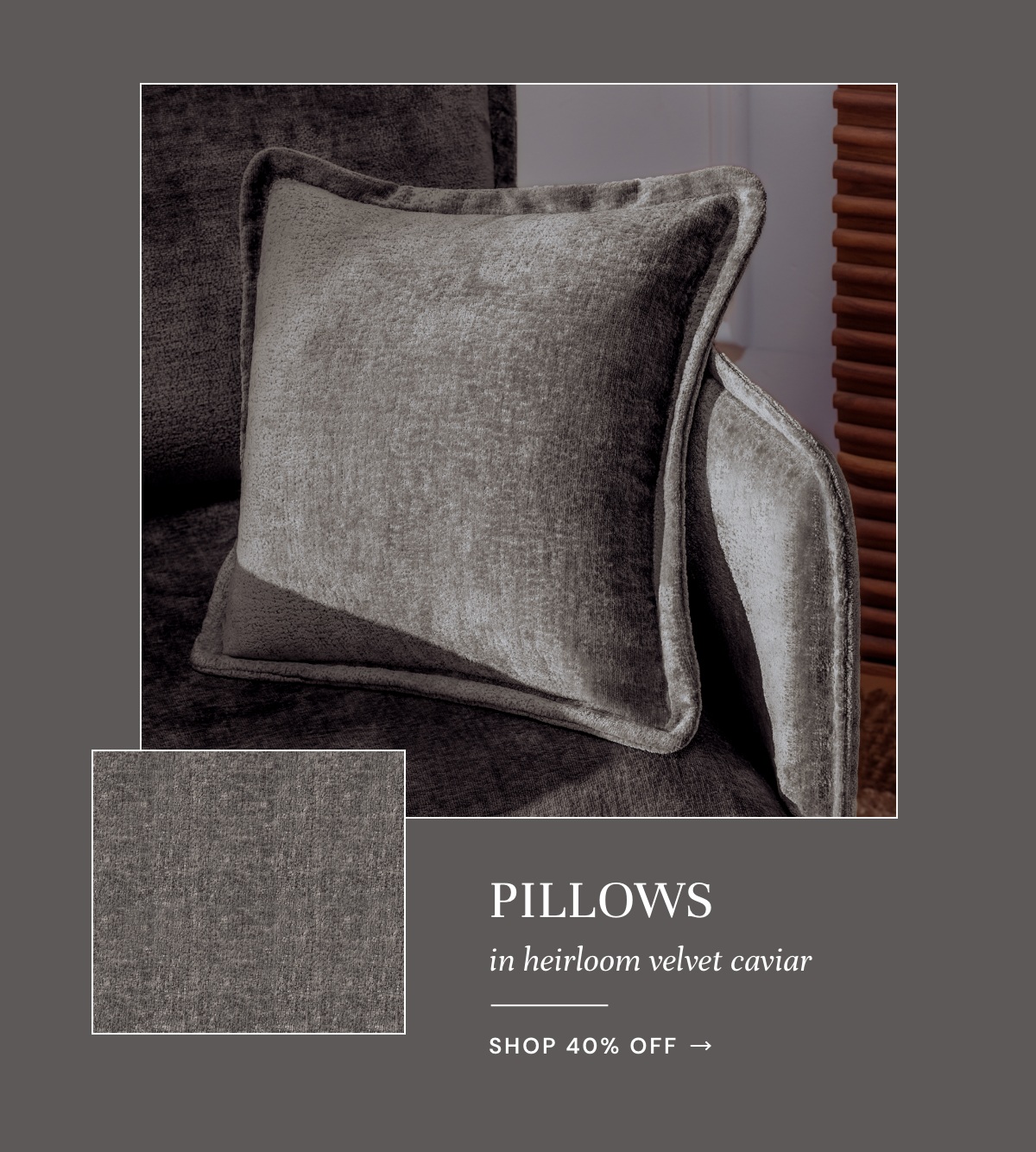 Pillows In heirloom velvet caviar