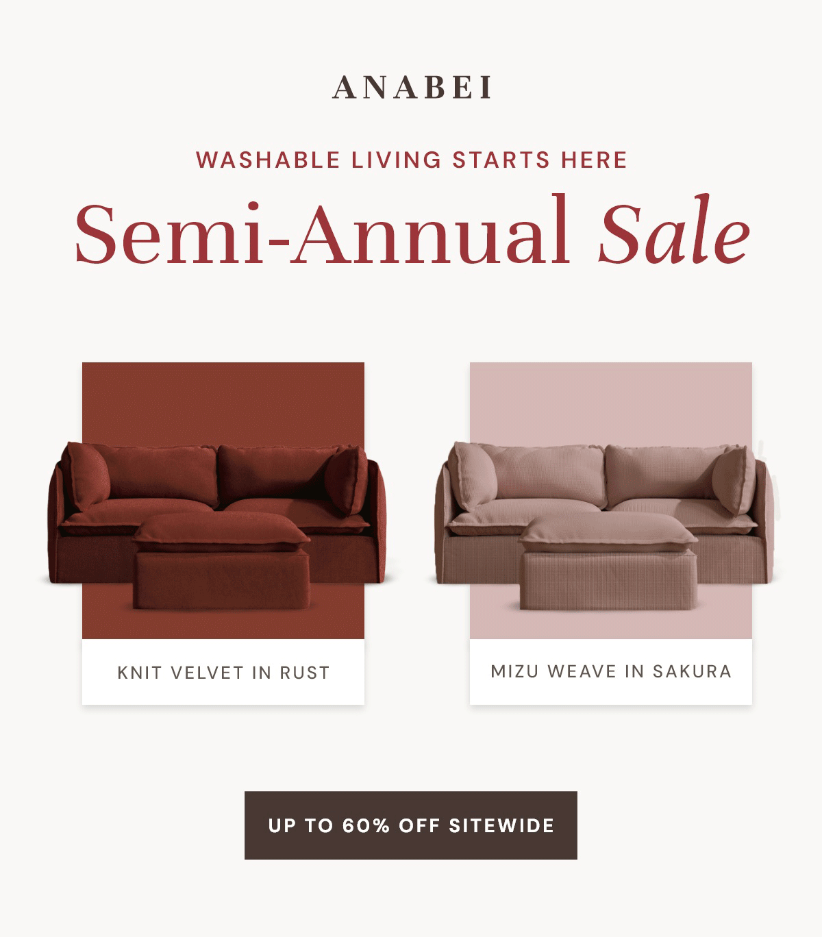 Semi-Annual Sale! Up to 60% off sitewide