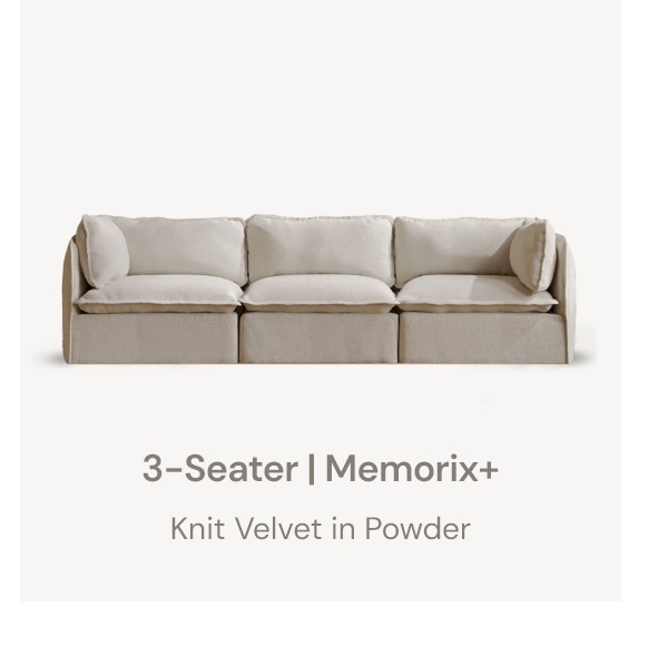 3-Seater | Memorix+ Knit Velvet in Powder