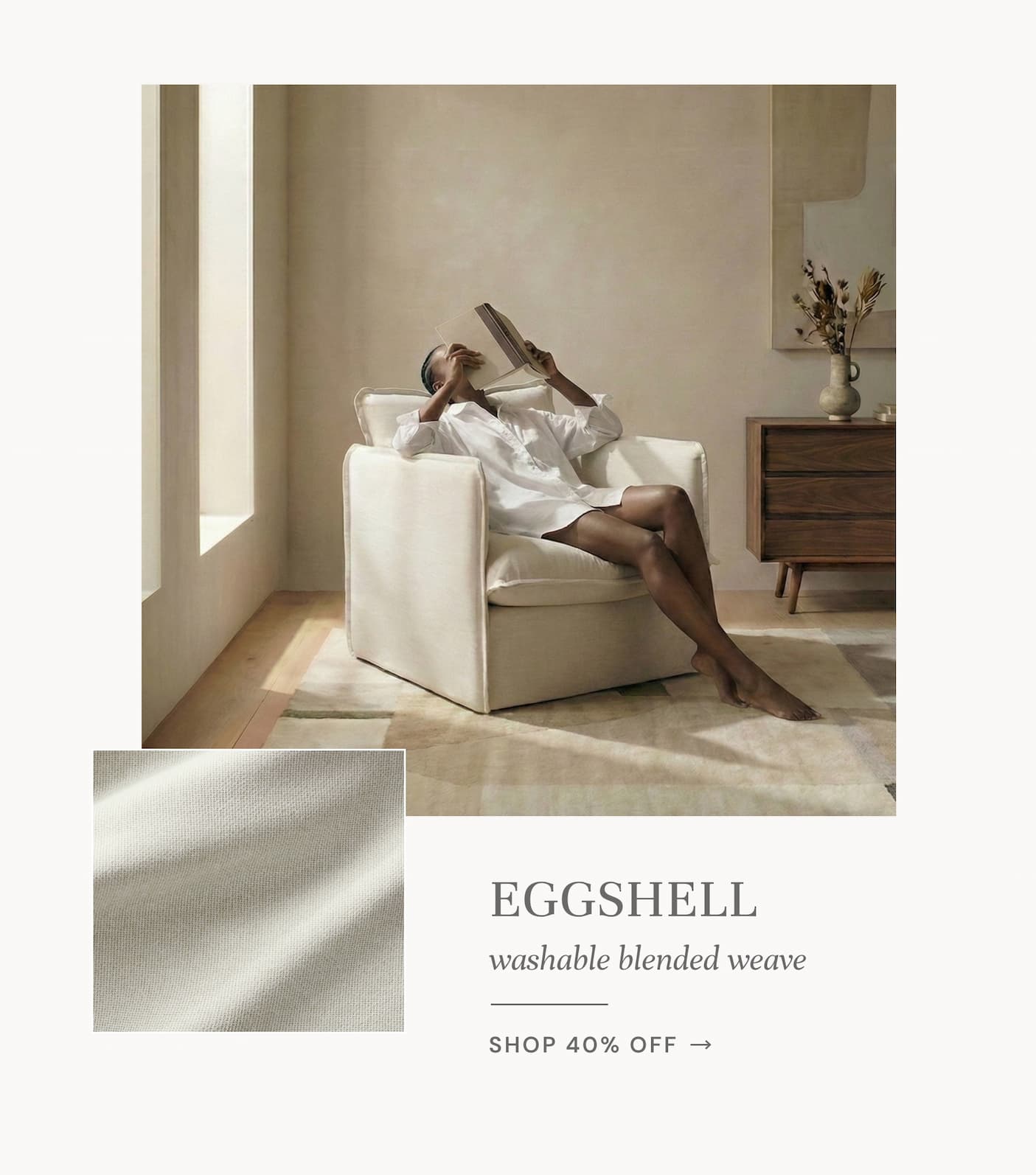 Armchairs + Ottomans in Eggshell - Now 40% off