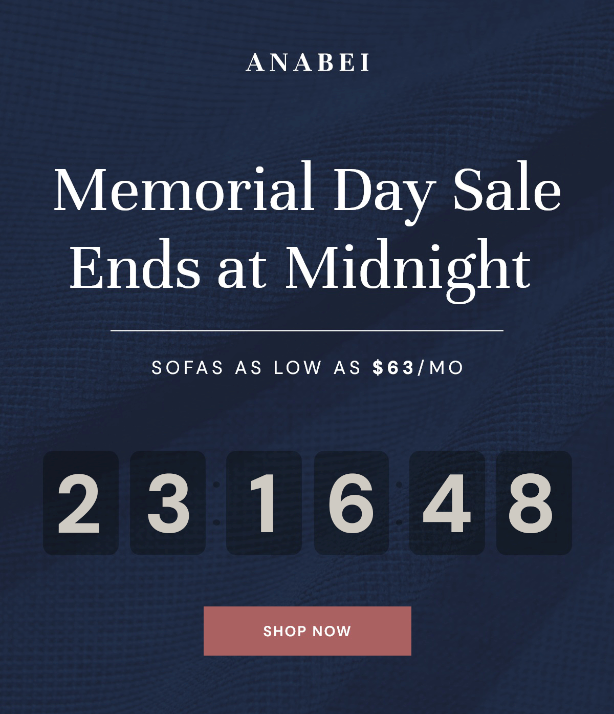 Memorial Day Sale Ends at Midnight! Sofas as low as $63/mo