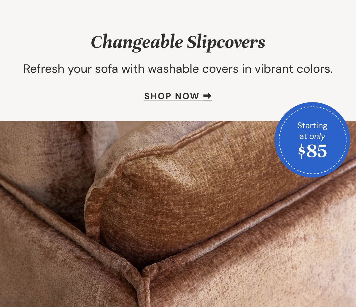 Changeable Slipcovers: Refresh your sofa with washable covers in vibrant colors.
