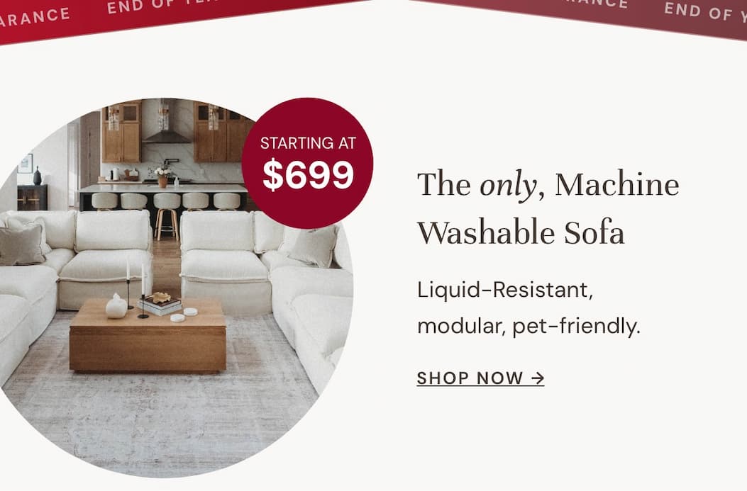 Washable Modular Sofas - starting at $699
