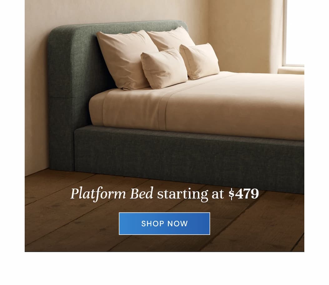 Washable Platform Bed. Starting at $479.