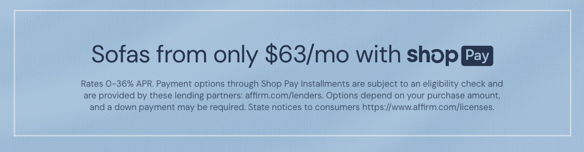 Sofas from only $63/mo with Shop Pay