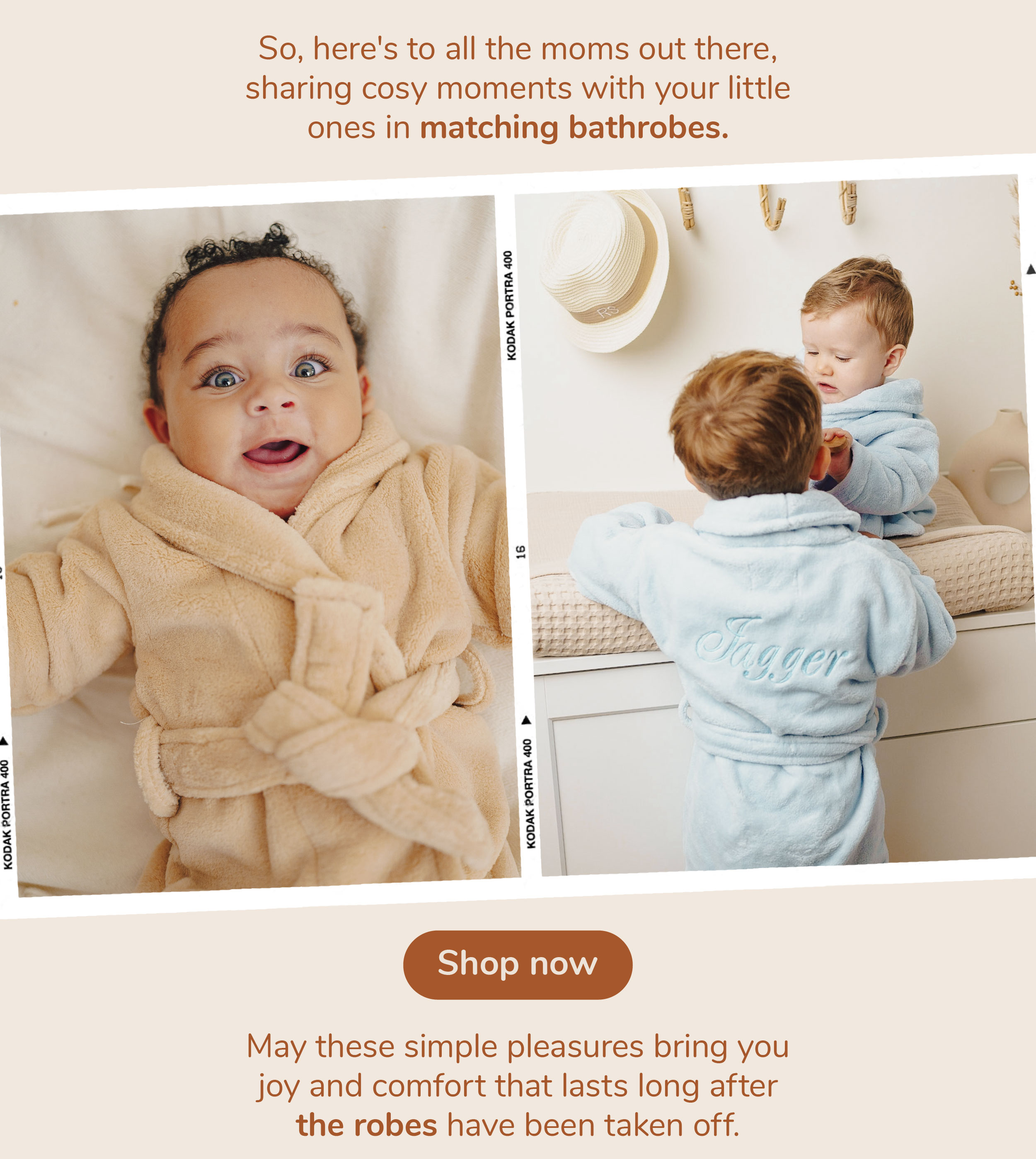 Adorable matching robes for you and your baby Le Olive