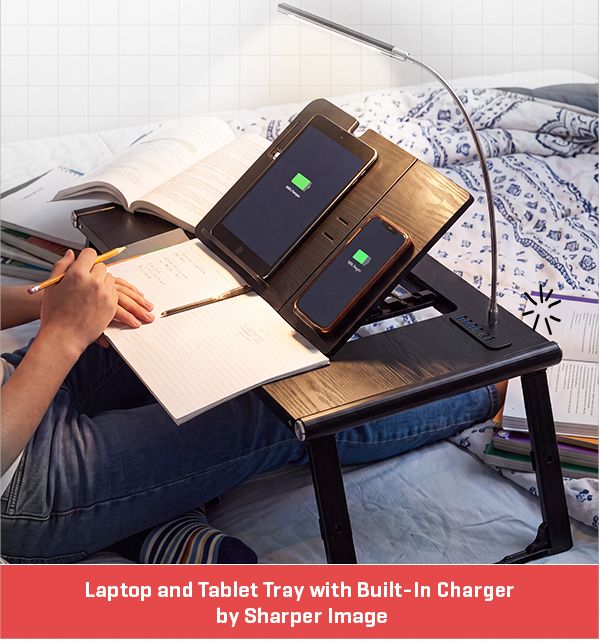 Laptop and Tablet Tray with Built-In Charger by Sharper Image