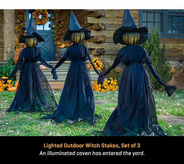 Lighted Outdoor Witch Stakes (Set of 3)