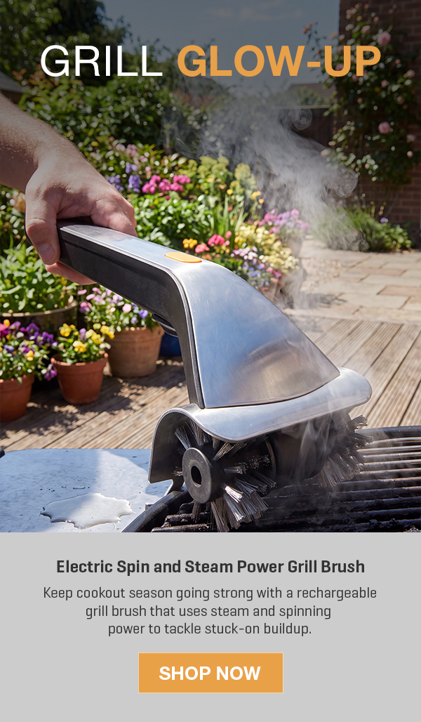 Give your grill a glow-up! 25% off our Electric Spin & Steam Grill Brush