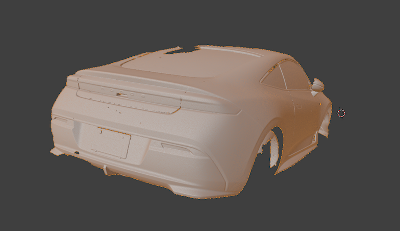 3D scan of a completed body kit shape captured with Trackit