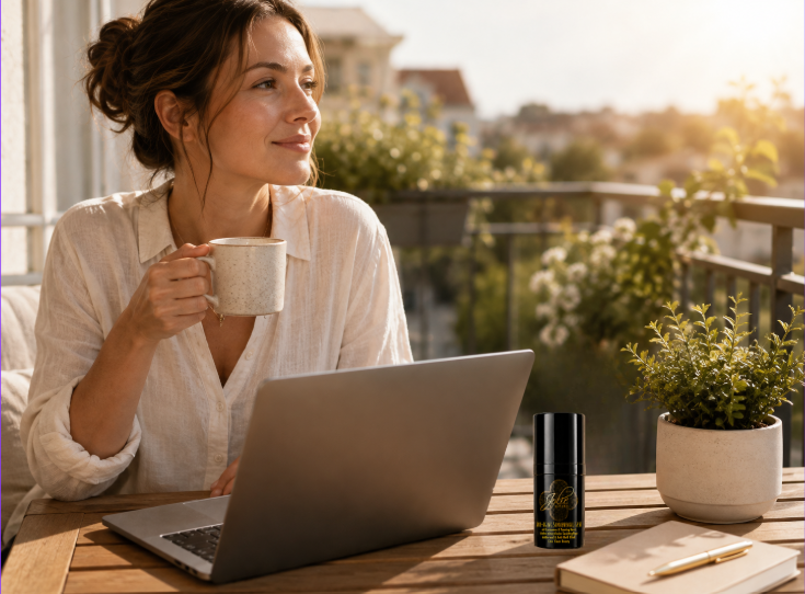 Sonnenschutz im Alltag beim Arbeiten auf dem Balkon