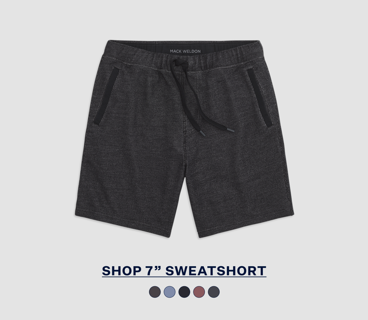 Ace Sweatshort 7" in True Black - Bird's Eye