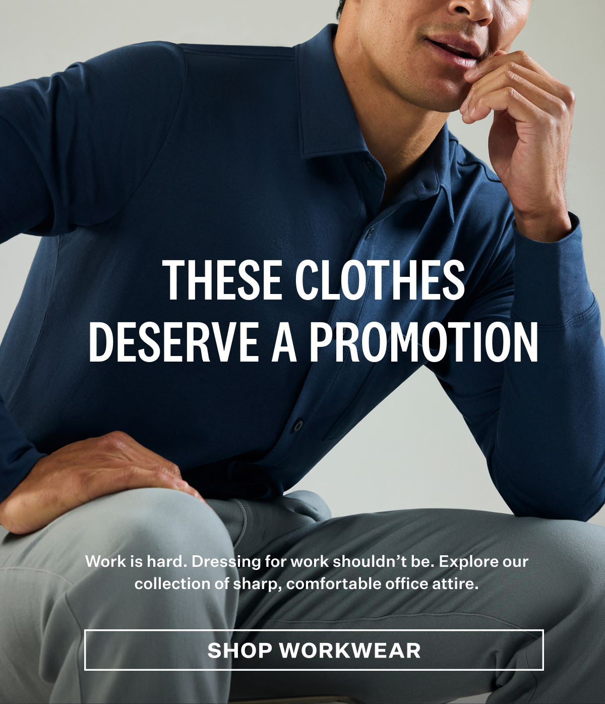 Man wearing SILVER Jersey Button Up in True Navy