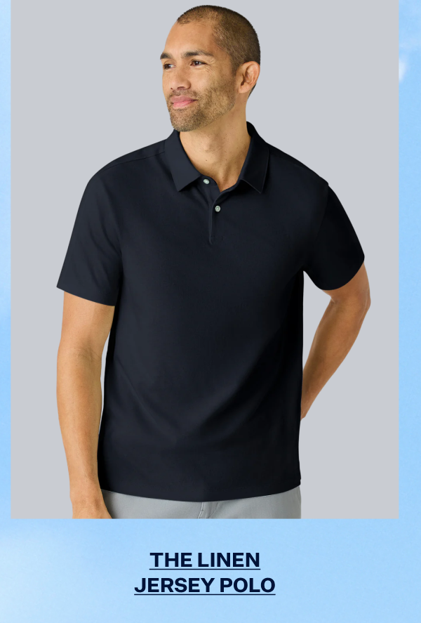 Man wearing Linen Jersey Polo