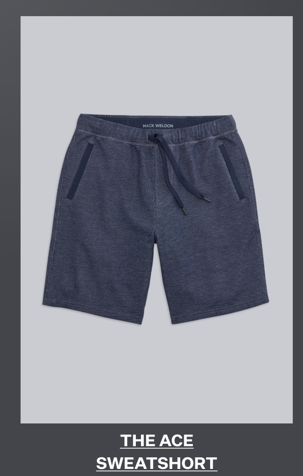 Front view of Ace Sweatshort 9" in True Navy - Bird's Eye 