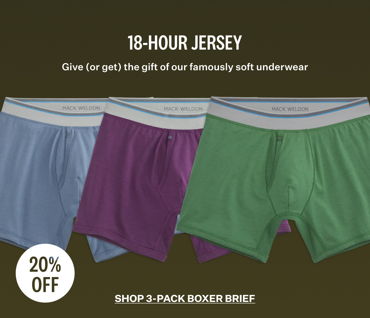 3-Pack 18-Hour Jersey Boxer Briefs