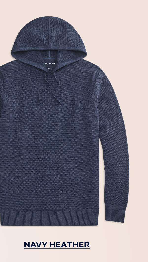 Front view of Tech Linen Hoodie in Navy Heather