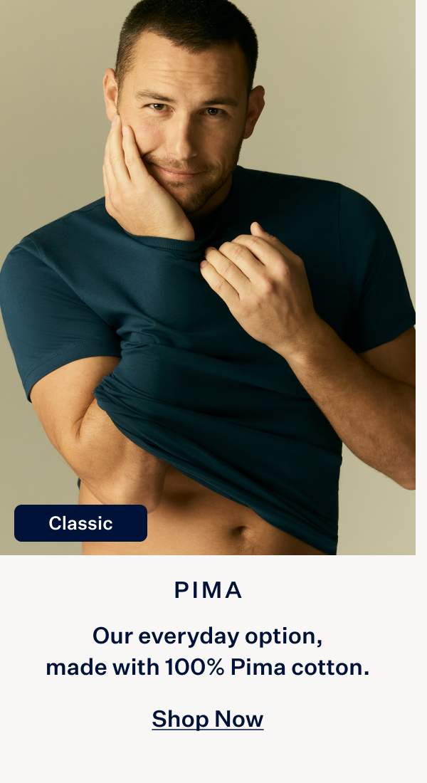 Man wearing Pima Crew Neck Shirt 
