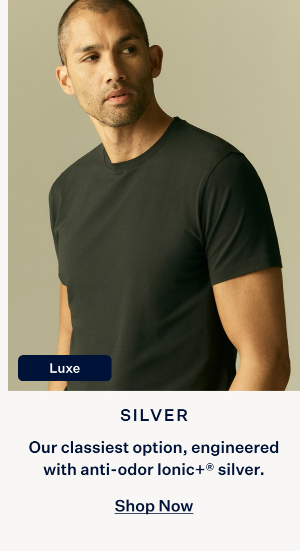 Man wearing Silver Crew Neck T-shirt in True Black