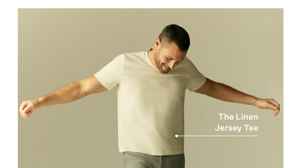 Man wearing Linen Linen Jersey Crew Neck T-Shirt in Froth Heather
