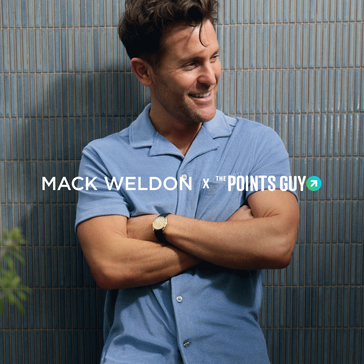 Nicky Kelvin featuring Mack Weldon Summer Travel Collection. With text "Mack weldon x The Points guy