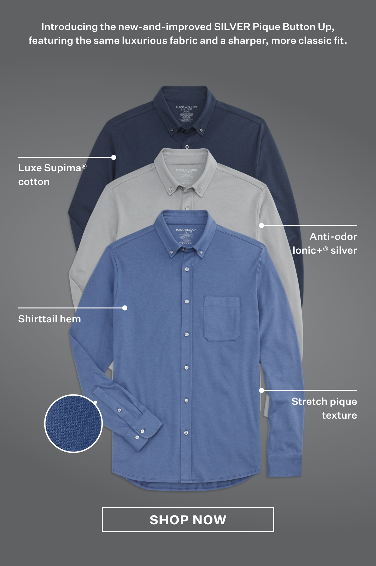 SILVER Pique Button Up