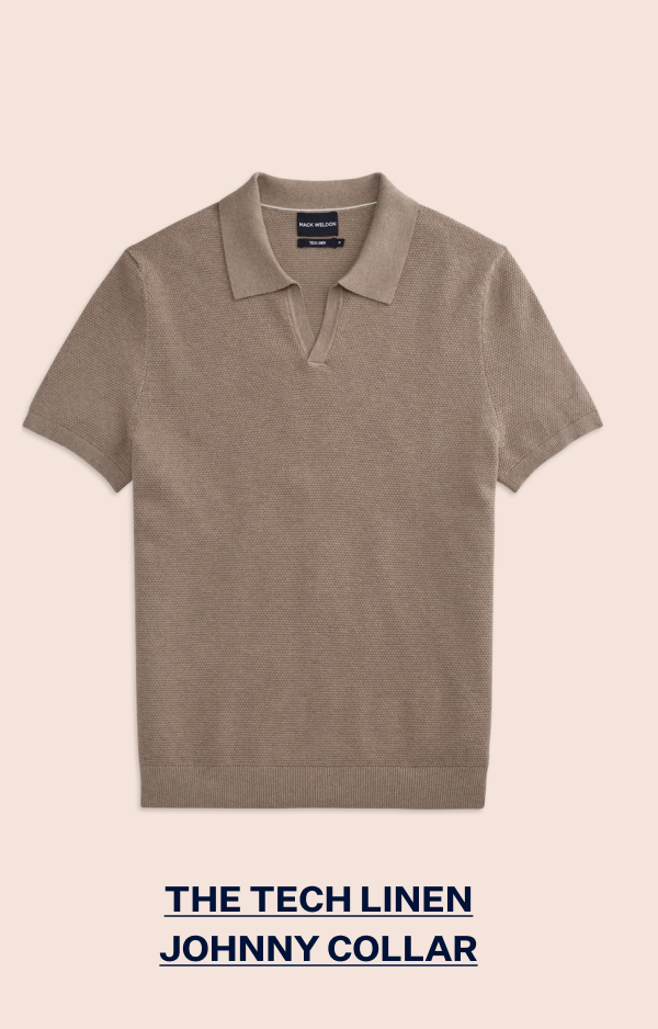 Front view of Tech Linen Johnny Collar in Desert Taupe Heather