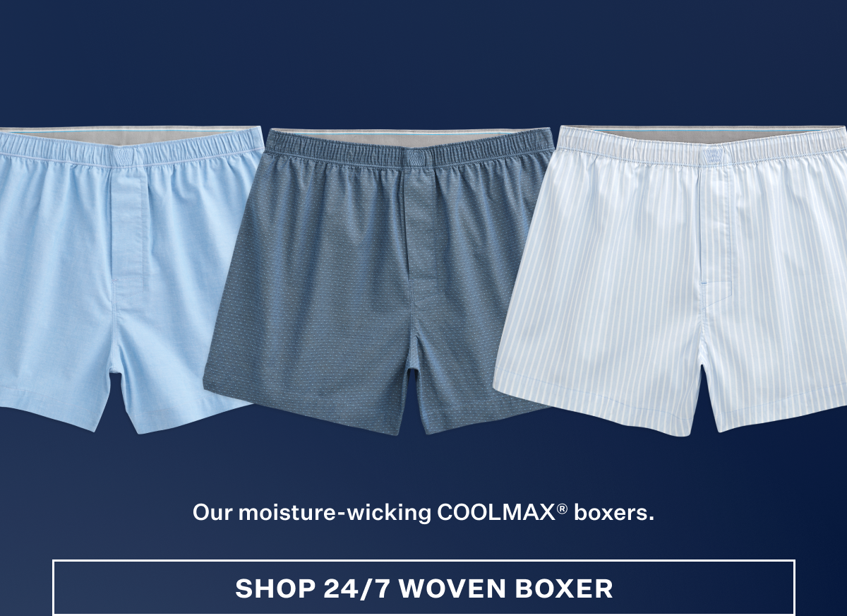 Image featuring three pairs of 24/7 Woven Boxer