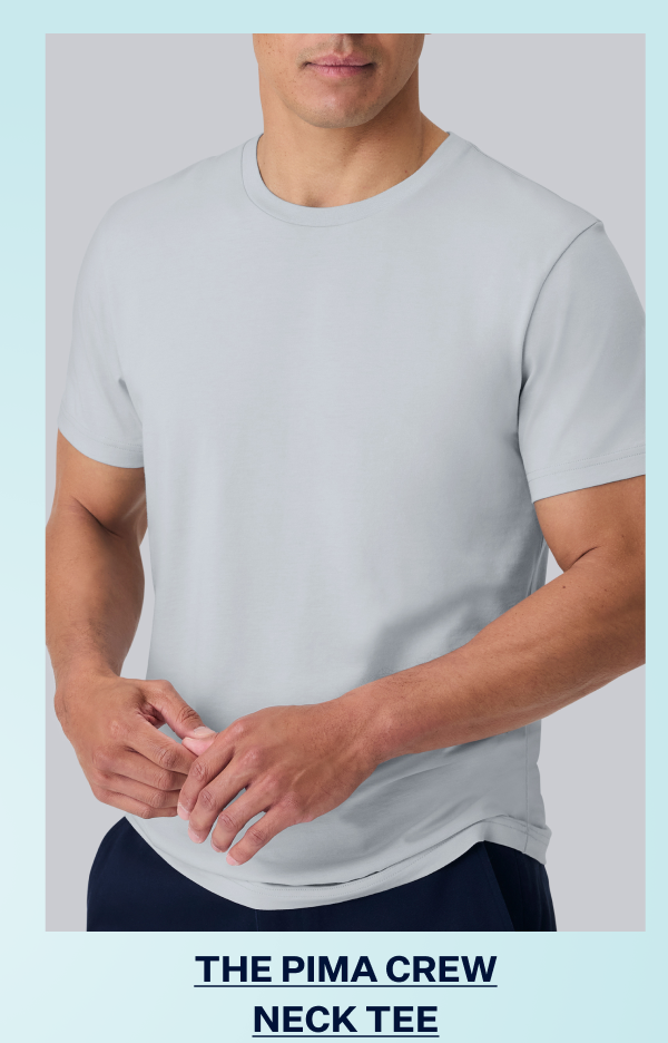 Man wearing Pima Crew Neck T-shirt in Steam