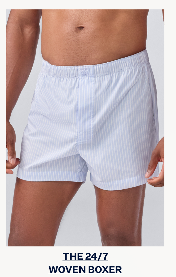 24-7 Woven Boxer in First Frost - Striped Symphony