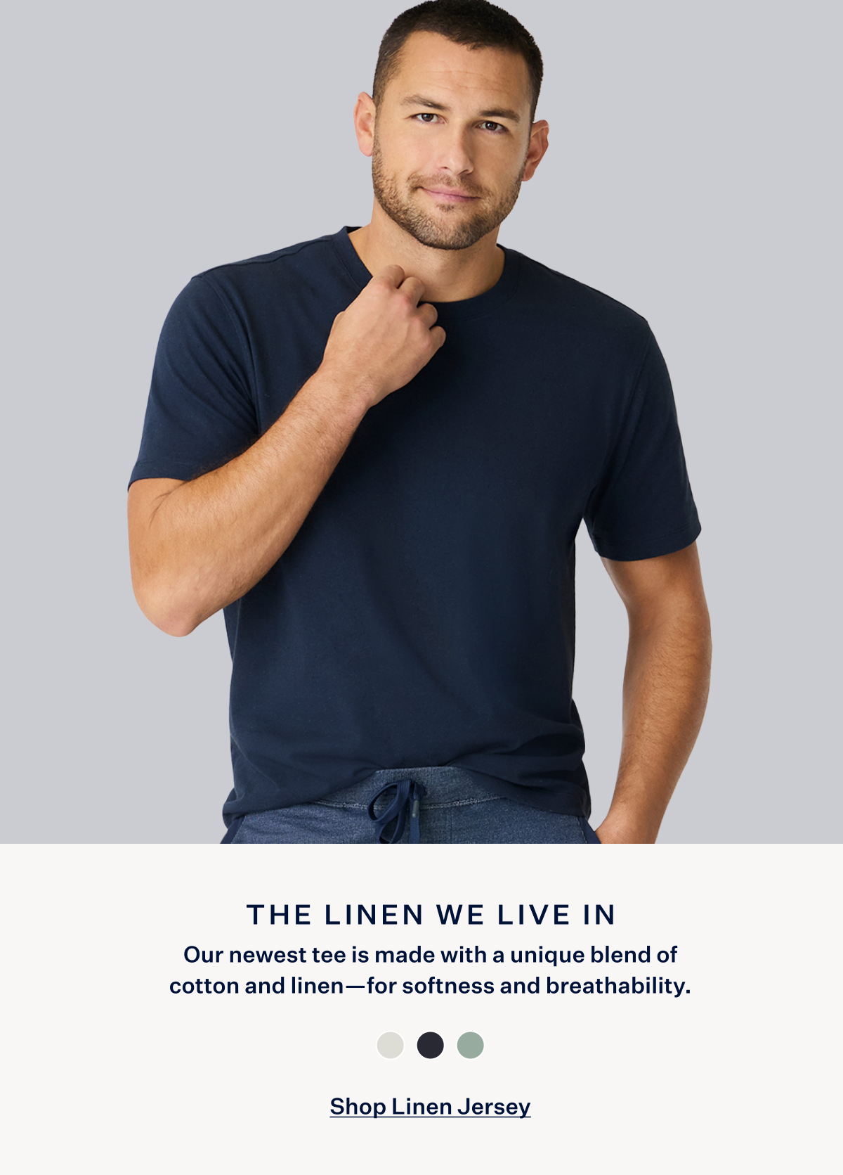 Linen Jersey Crew Neck T-Shirt